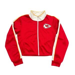 NFL Ultra Game Kansas City Chiefs Women Red Cropped Track Jacket XL Full Zip